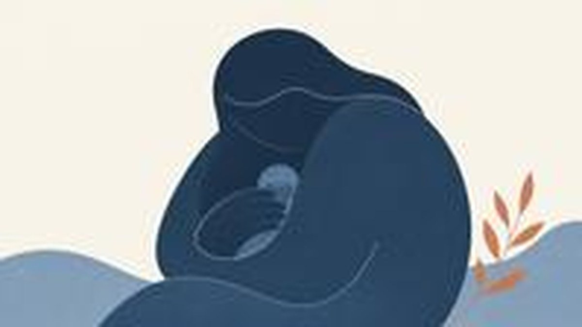 Ilustração de duas silhuetas, uma muito grande cuidando de uma muito pequena que praticamente desaparece